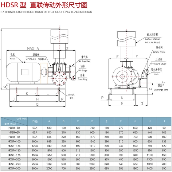 直連羅茨風(fēng)機外形圖